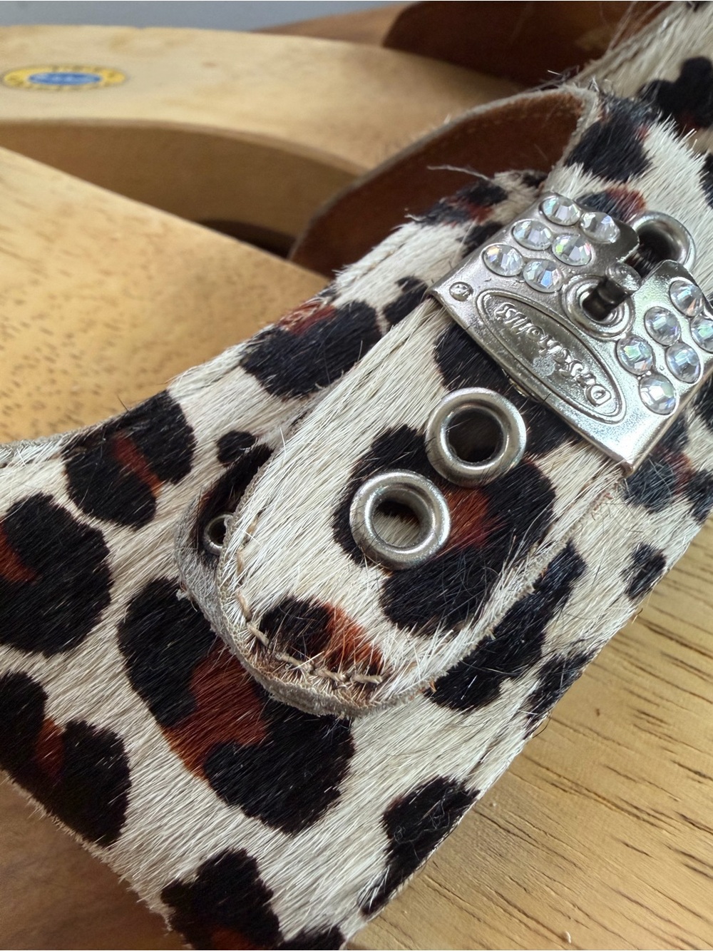Dr Scholl’s  sz 10 Leopard Print Wooden Slide Sandals - Women - Picture 2 of 8